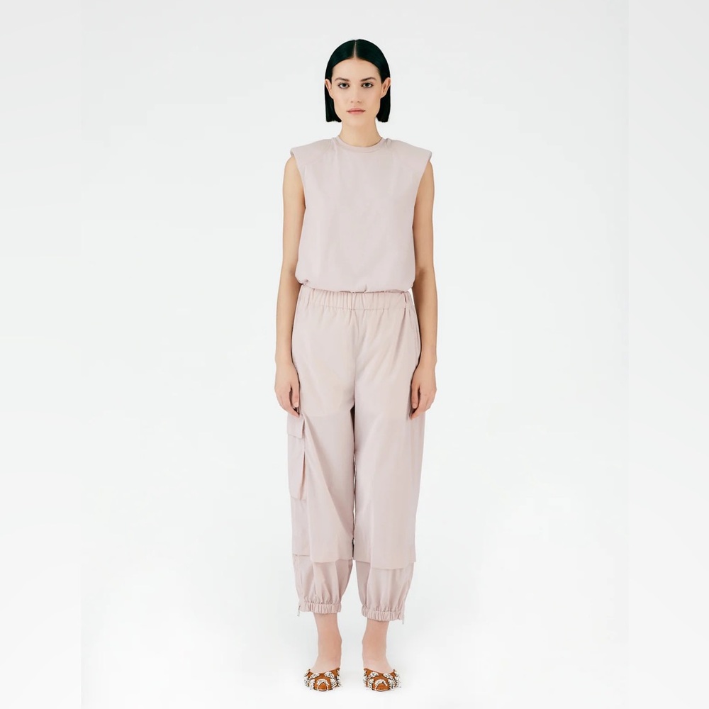 Tibi Powder Pink Nylon Pull On Wilt Jogger in XS